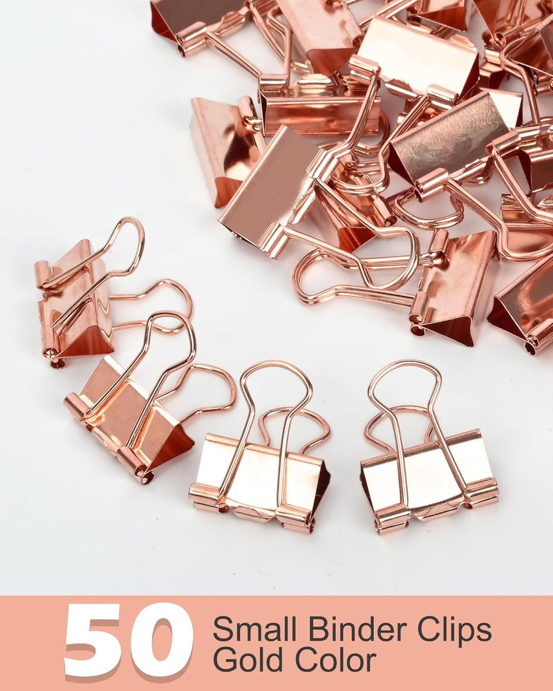 CUARUSUIKA Binder Clips, 50 Pack, 0.75 in Small Paper Clips for Office,（Rose Gold） - Image 4